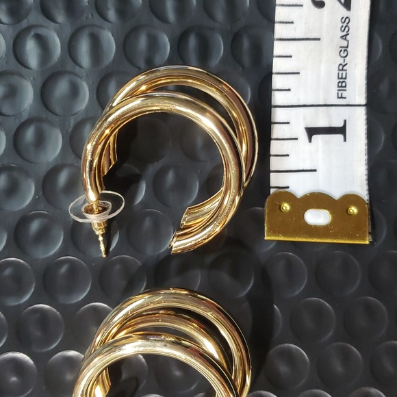 Glossy Gold Hoop Earrings - Picture 6 of 8
